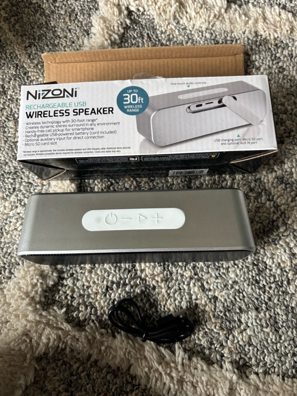 Silver Rechargeable Bluetooth Portable Speaker